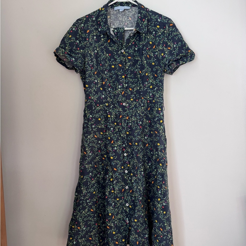 Hill House Navy Floral Midi Dress Veggie Print